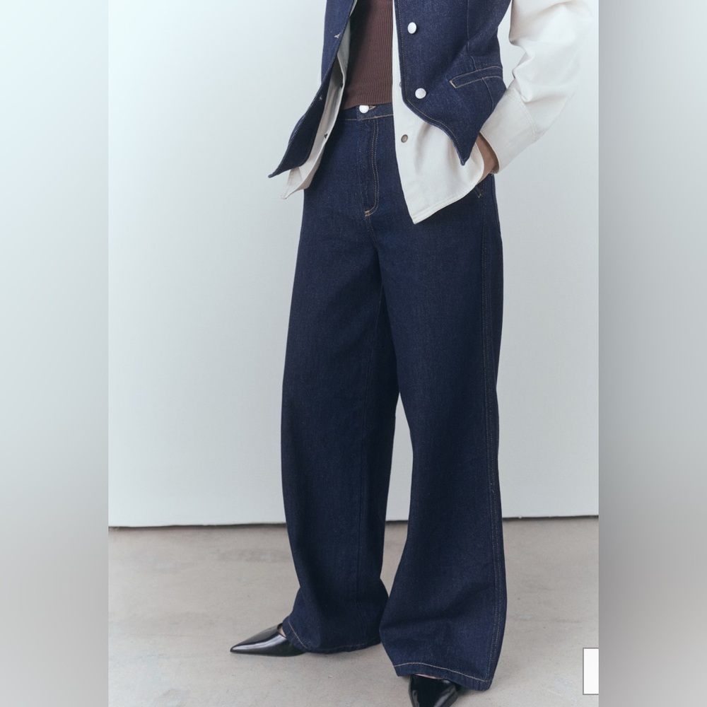 Mango Blue Wide-Leg Jeans